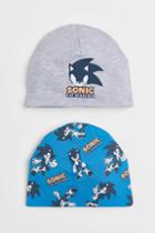 H & M - 2-pack Printed Jersey Hats - Gray