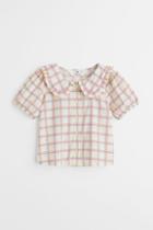 H & M - Collared Blouse - Beige