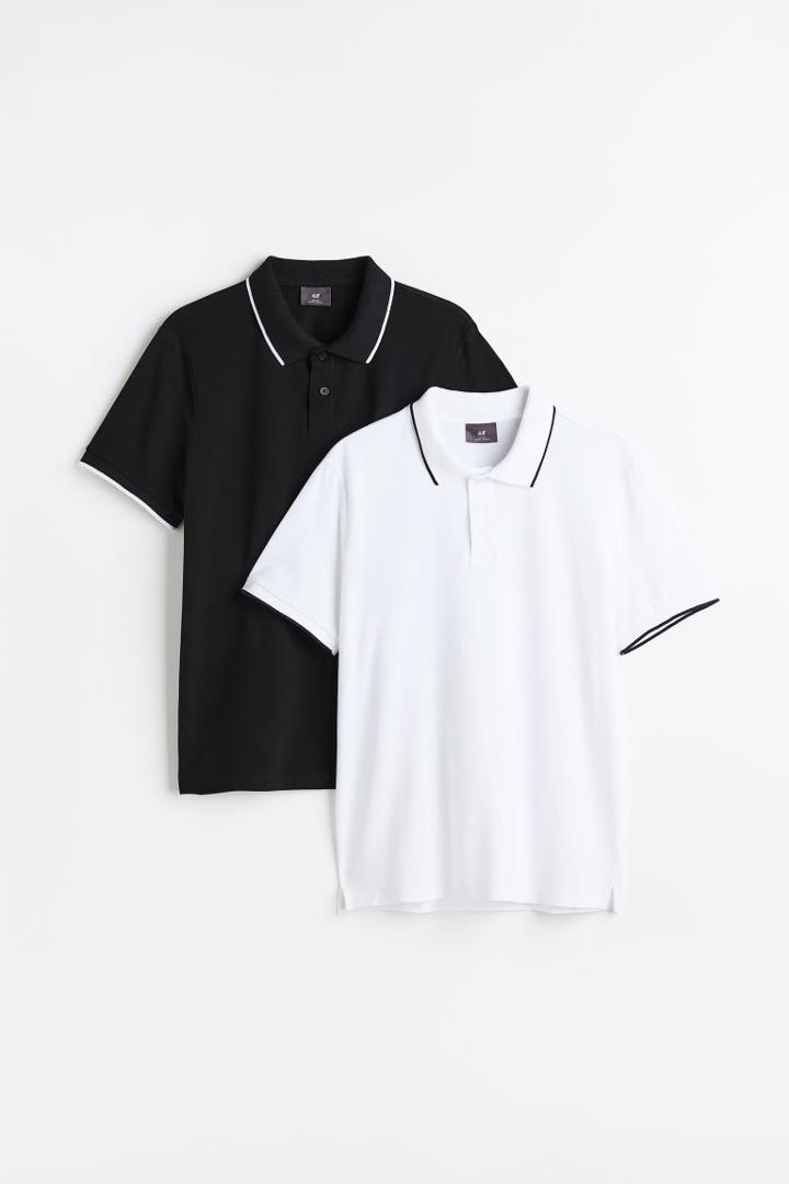 H & M - 2-pack Slim Fit Polo Shirts - White