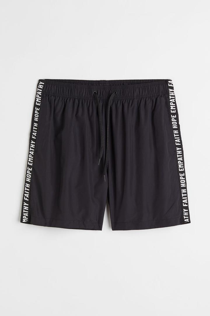 H & M - Side-stripe Swim Shorts - Black