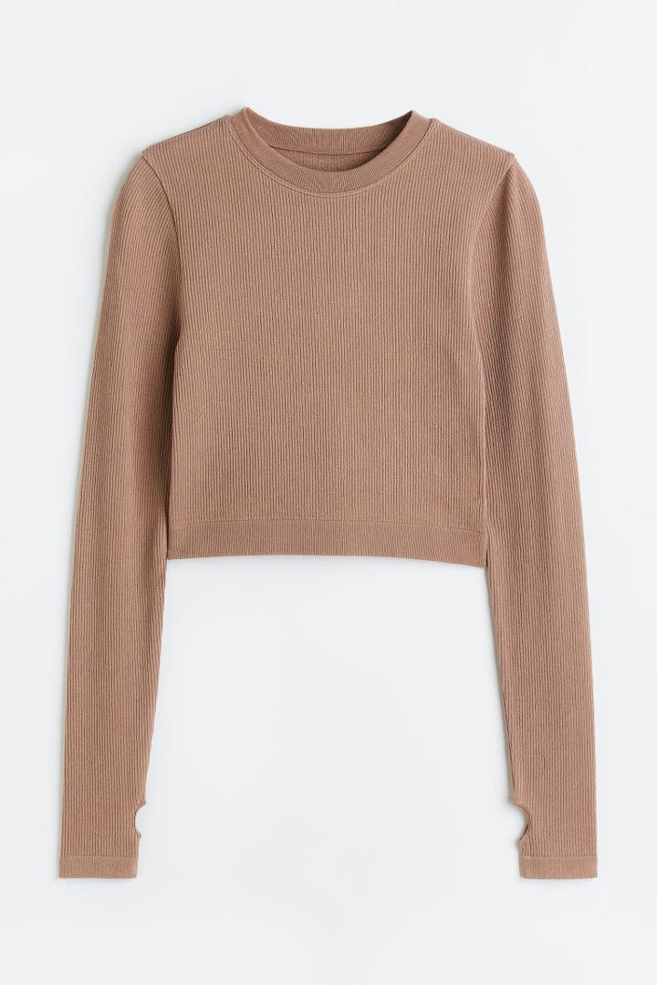 H & M - Viscose-blend Crop Top - Beige