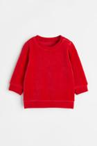 H & M - Velour Sweatshirt - Red