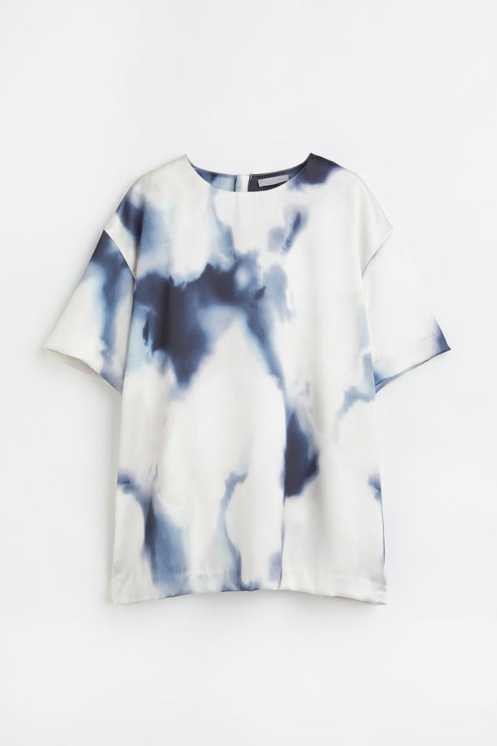H & M - Oversized Satin Blouse - White