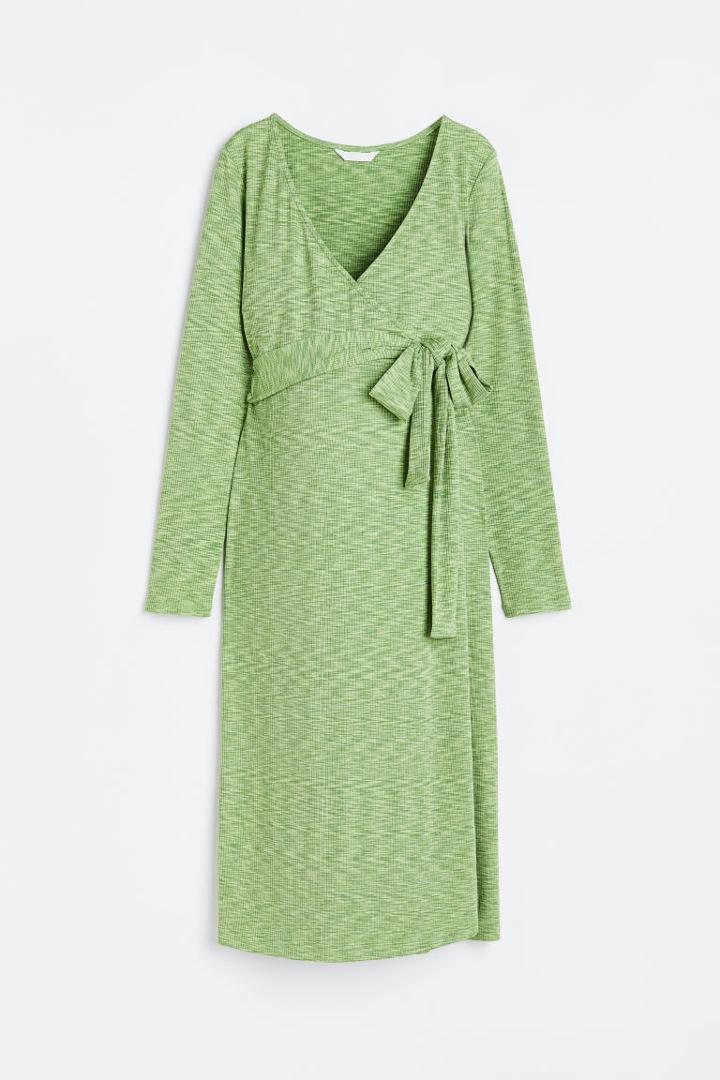 H & M - Mama Ribbed Wrap Dress - Green