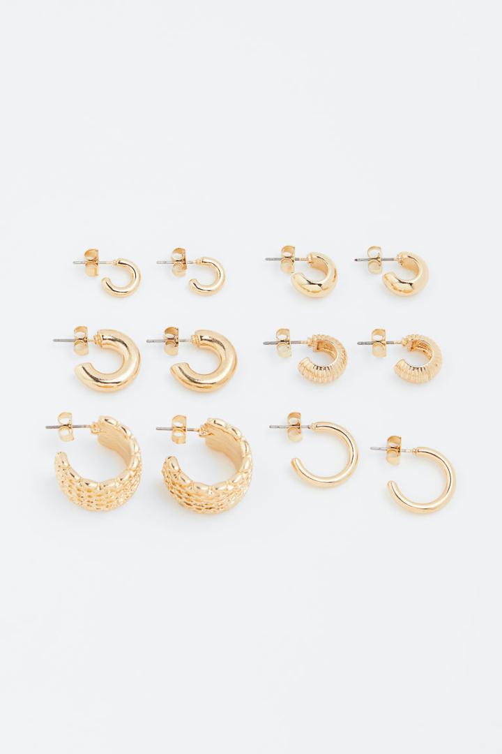 H & M - 6-pack Hoop Earrings - Gold