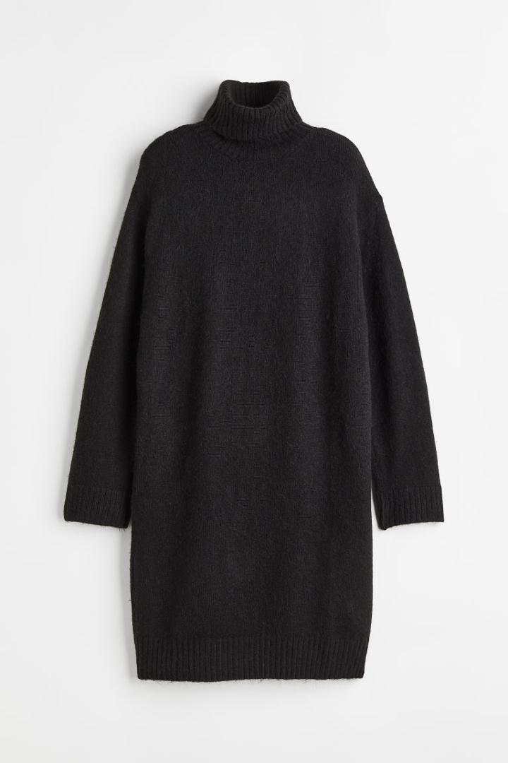 H & M - Knit Turtleneck Dress - Black
