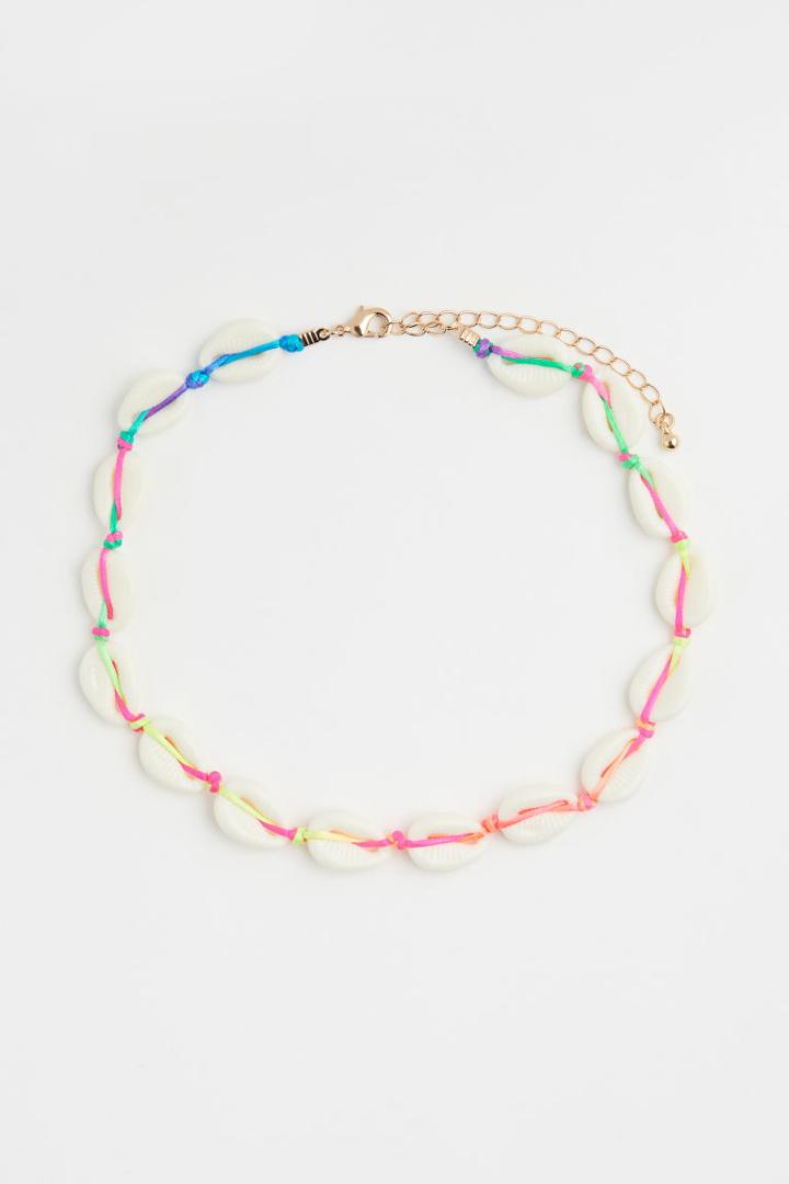 H & M - Shell-shaped Beaded Necklace - Beige