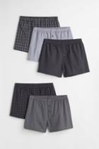 H & M - 5-pack Woven Cotton Boxer Shorts - Black