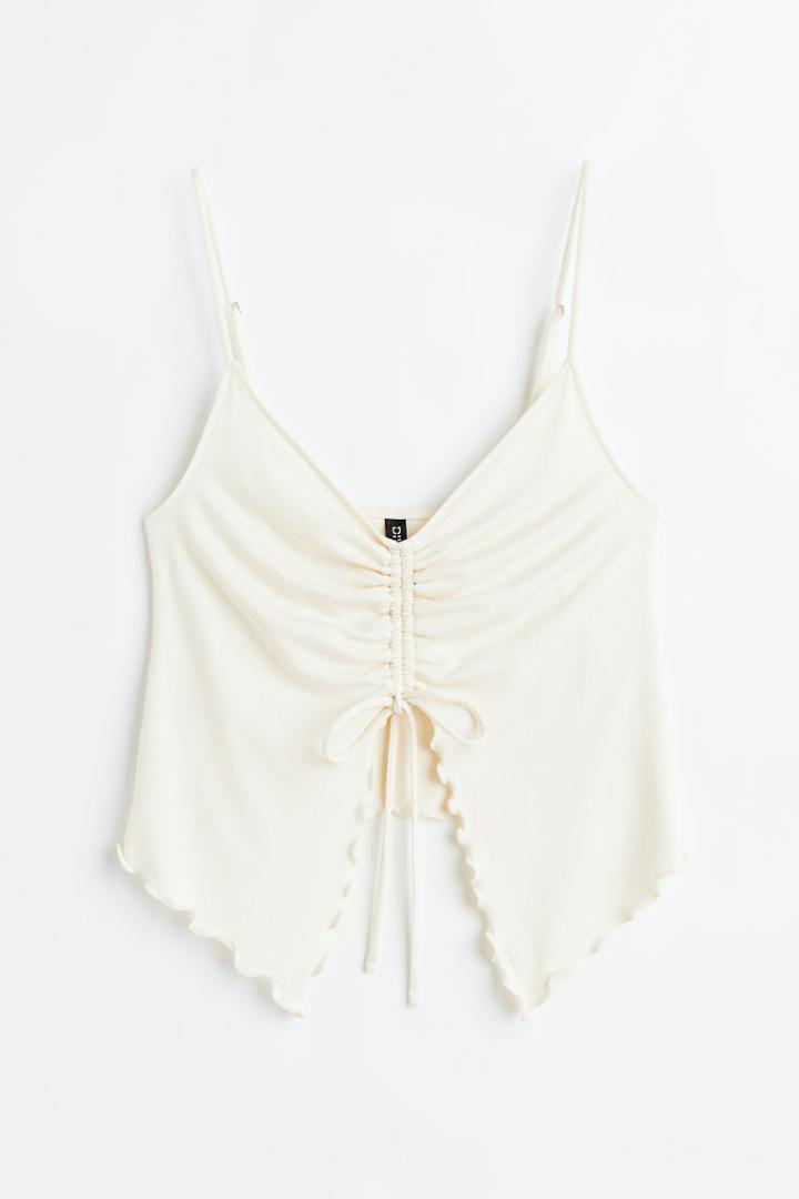 H & M - Drawstring-detail Top - White