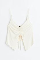 H & M - Drawstring-detail Top - White