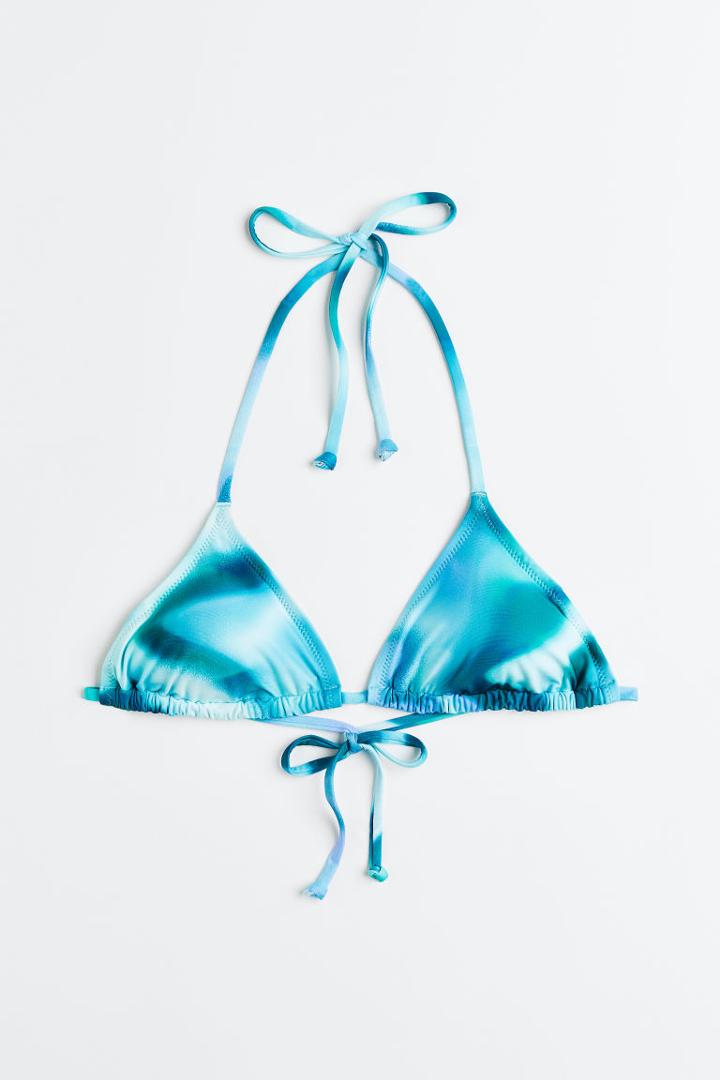 H & M - Padded Triangle Bikini Top - Turquoise