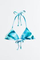 H & M - Padded Triangle Bikini Top - Turquoise