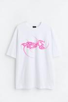 H & M - Oversized Fit Printed T-shirt - White