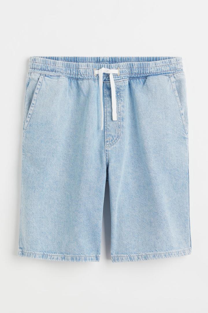 H & M - Regular Fit Denim Jogger Shorts - Blue