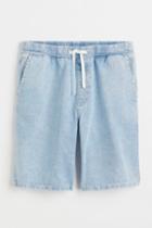 H & M - Regular Fit Denim Jogger Shorts - Blue