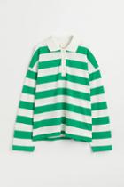 H & M - Long-sleeved Polo Shirt - Green