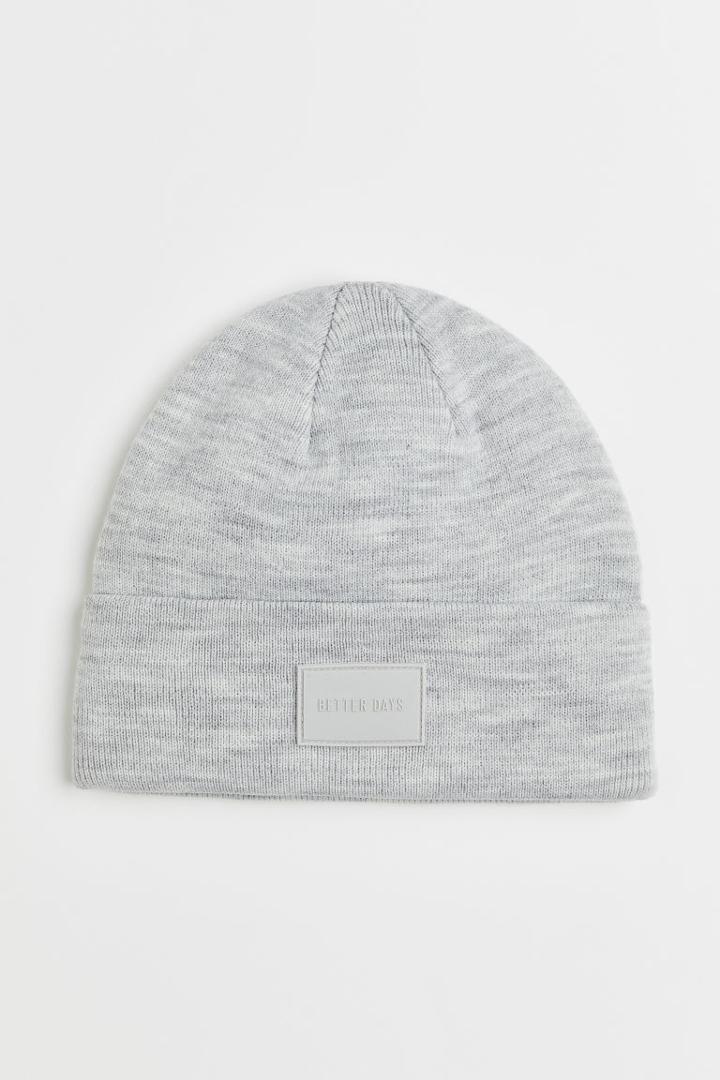 H & M - Appliqud Knit Hat - Gray