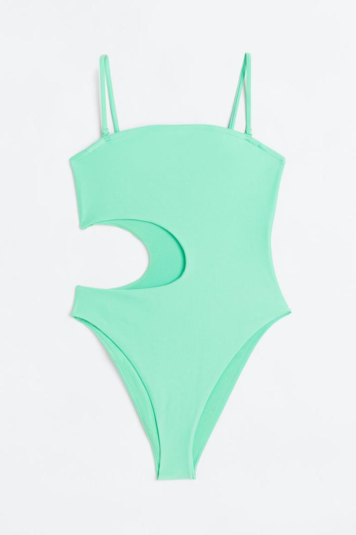 H & M - High-leg Cut-out Swimsuit - Green