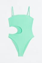 H & M - High-leg Cut-out Swimsuit - Green