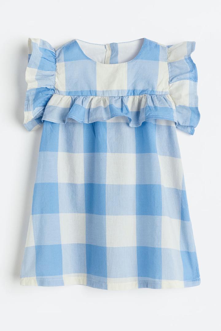 H & M - Ruffle-trimmed Cotton Dress - Blue