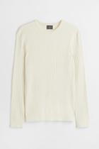 H & M - Muscle Fit Fine-knit Sweater - White