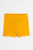 H & M - Ribbed Jersey Shorts - Yellow