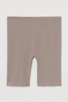 H & M - Seamless Ribbed Biker Shorts - Brown