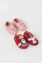H & M - 2-pack Soft Printed Slippers - Red