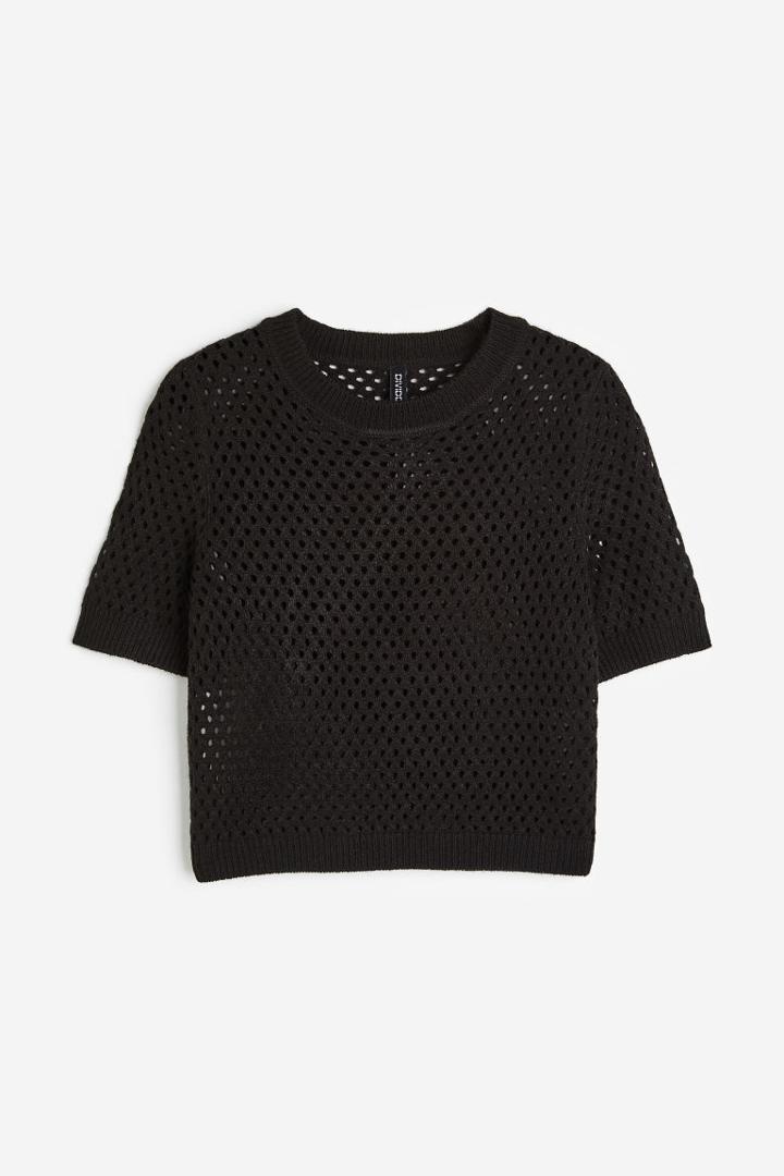 H & M - Hole-knit Top - Black