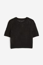 H & M - Hole-knit Top - Black