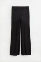 H & M - Rib-knit Linen-blend Pants - Black
