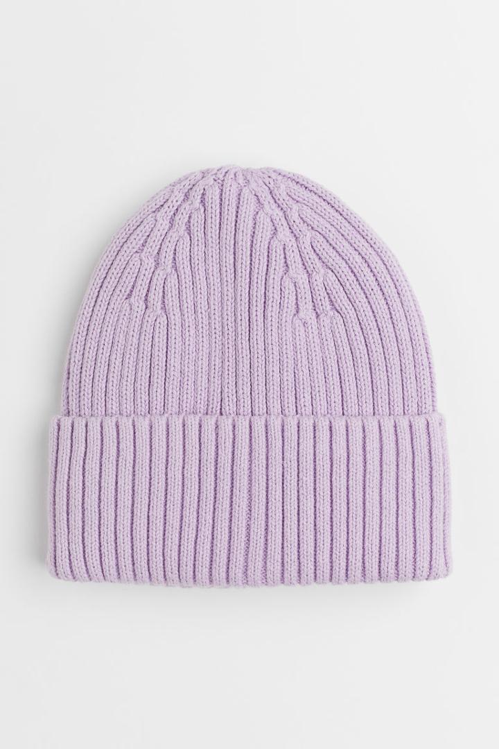 H & M - Rib-knit Cotton Hat - Purple