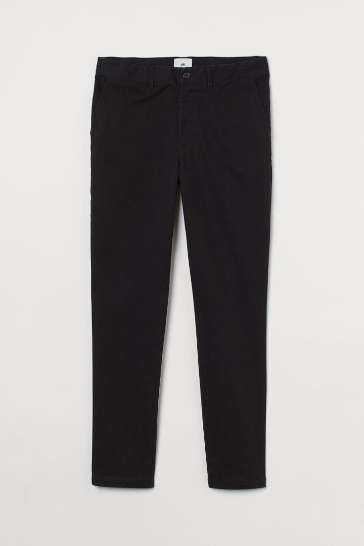H & M - Skinny Fit Cotton Chinos - Black