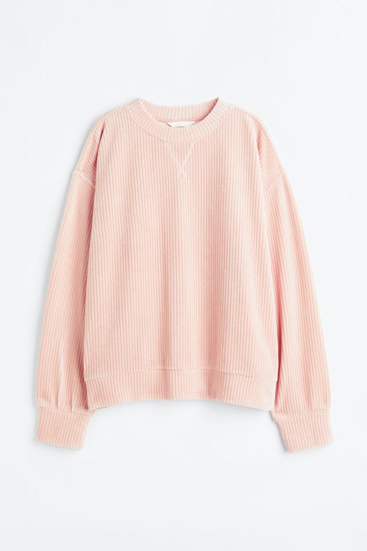 H & M - Ribbed Velour Top - Orange