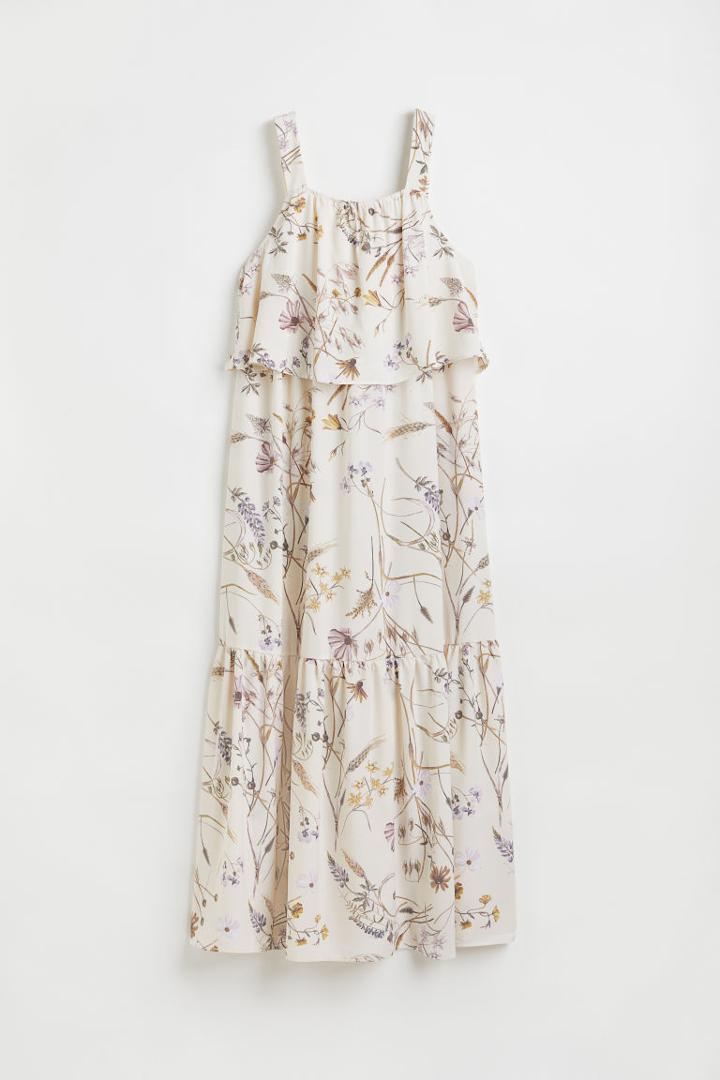 H & M - Mama Flounce-trimmed Nursing Dress - Beige
