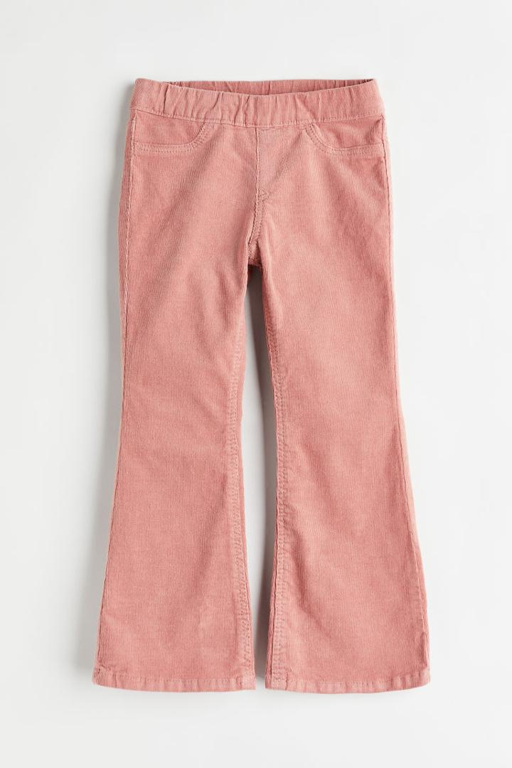H & M - Flared Corduroy Pants - Pink