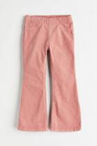 H & M - Flared Corduroy Pants - Pink