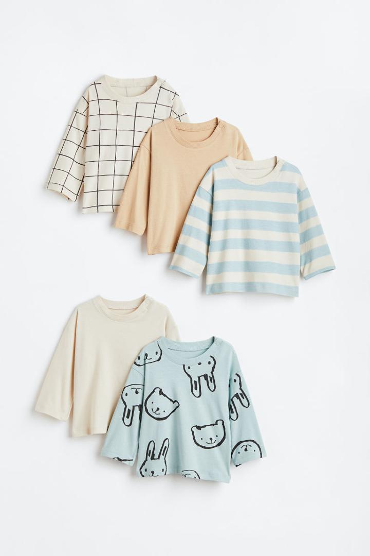 H & M - 5-pack Cotton Jersey Shirts - Turquoise