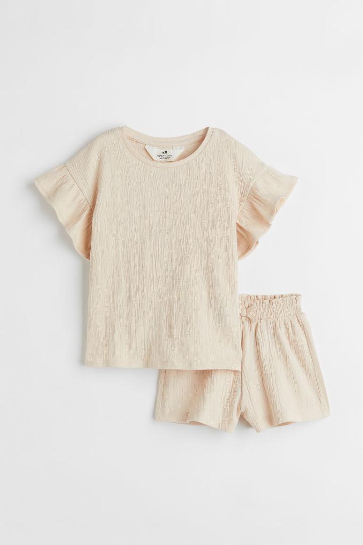 H & M - Smocked Cotton Dress - Pink