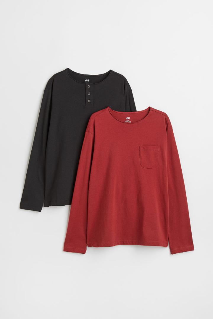 H & M - 2-pack Cotton Jersey Shirts - Red