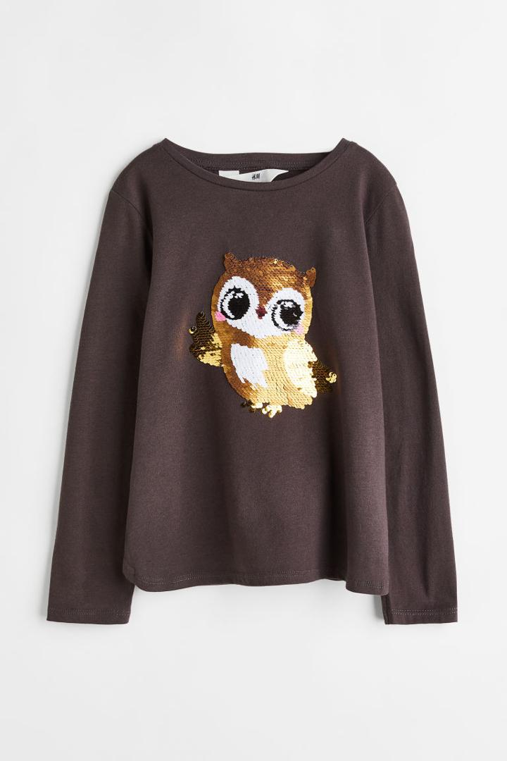 H & M - Graphic-design Top - Gray