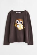 H & M - Graphic-design Top - Gray