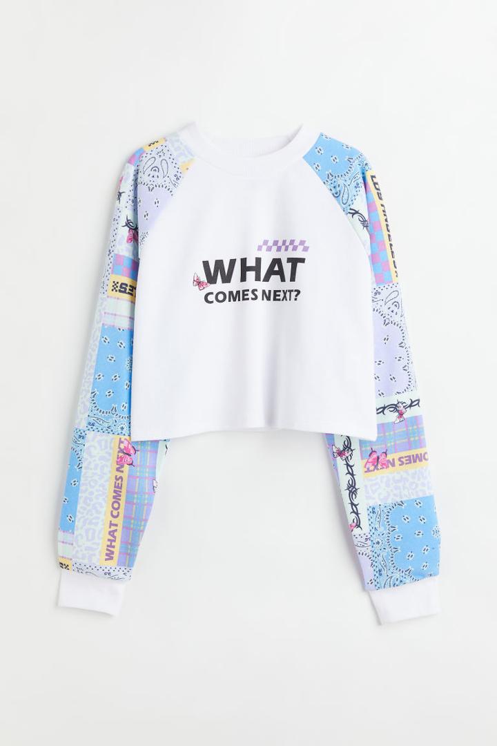 H & M - Crop Sweatshirt - White