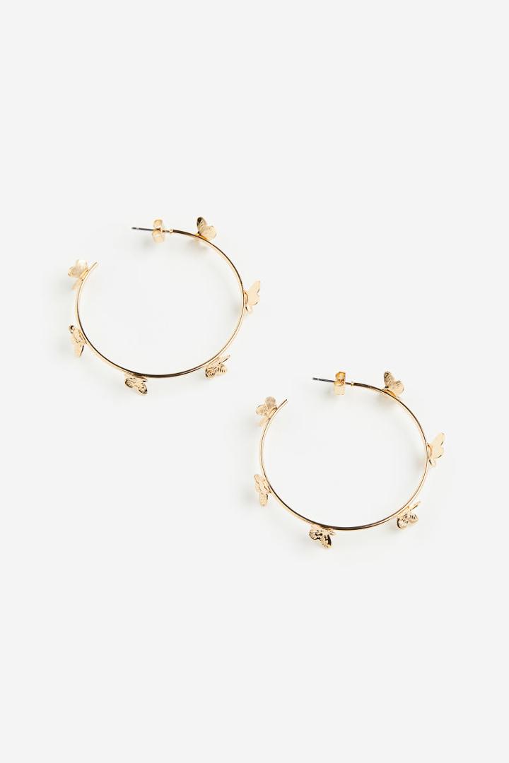 H & M - Butterfly-detail Earrings - Gold