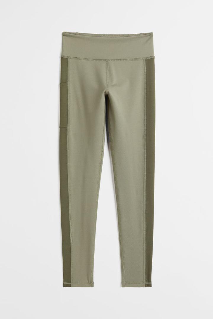 H & M - Pocket-detail Sports Leggings - Green