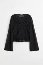 H & M - Smocked Top - Black