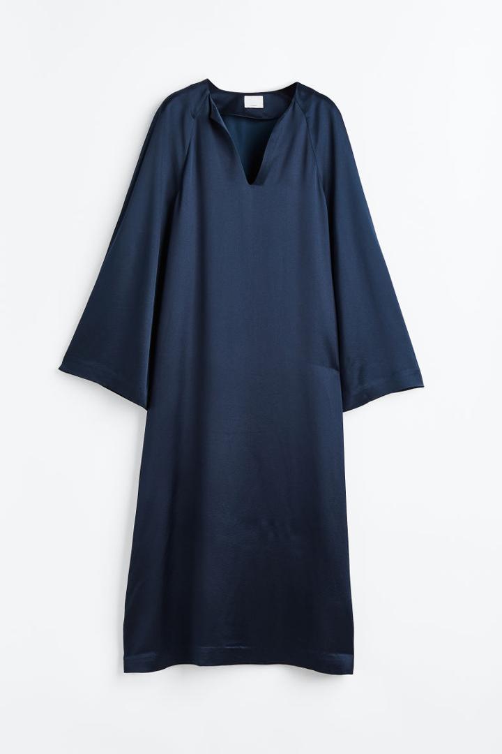 H & M - Silk-blend Tunic Dress - Blue