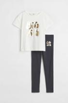 H & M - 2-piece Cotton Jersey Sibling Set - White