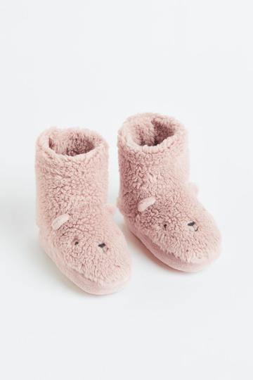 H & M - Fluffy Slippers - Pink