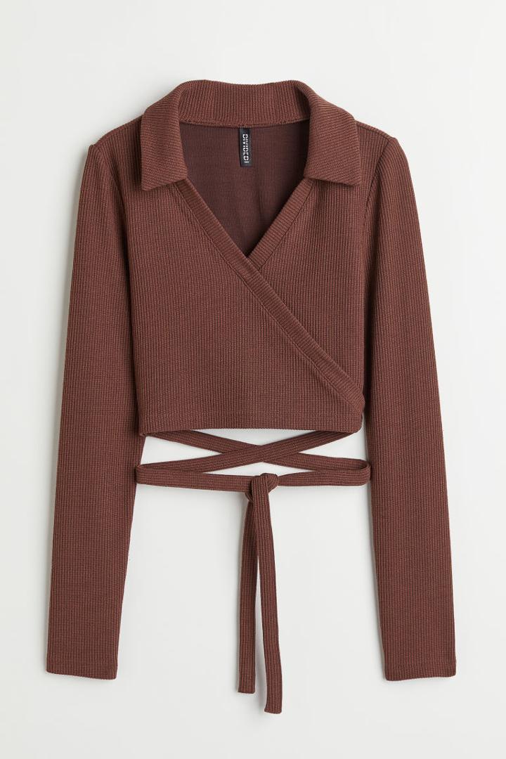 H & M - Wrapover Top - Brown